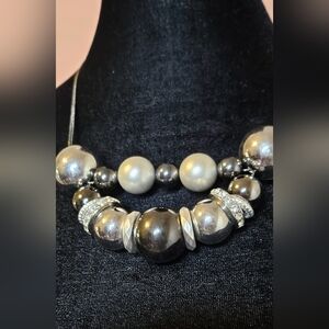 Vintage Silver and Gray Pearls Necklace